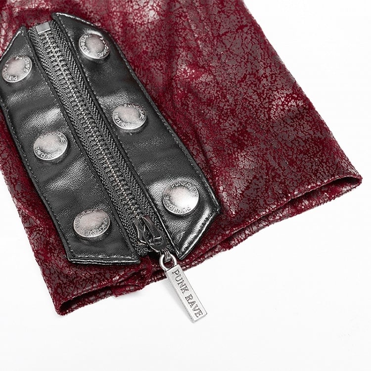 Red Punk Rubberized Faux Leather Windbreaker