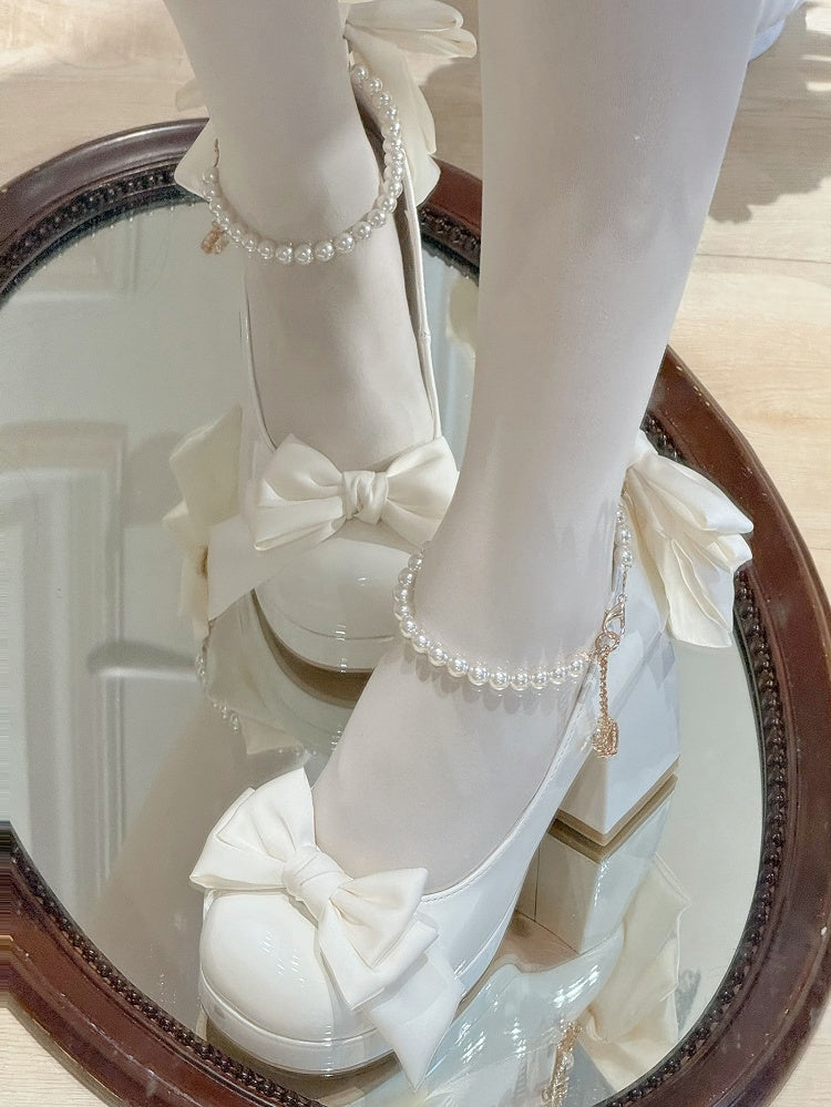 Sweet Toe Mary Bowknot White Janes Platform Details Lolita Round Shoes