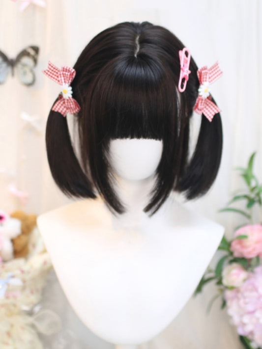 Dark Brown Shoulder Length Wig with Full Bangs