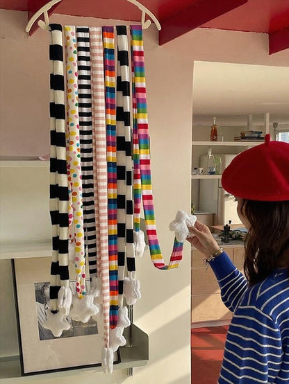 Scarf Decoration Options 7 Star Knit Striped Plush Color