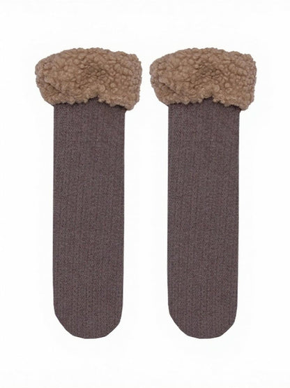 Plush Trim Ribbed Calf Socks in 4 Colors - ModaSwings