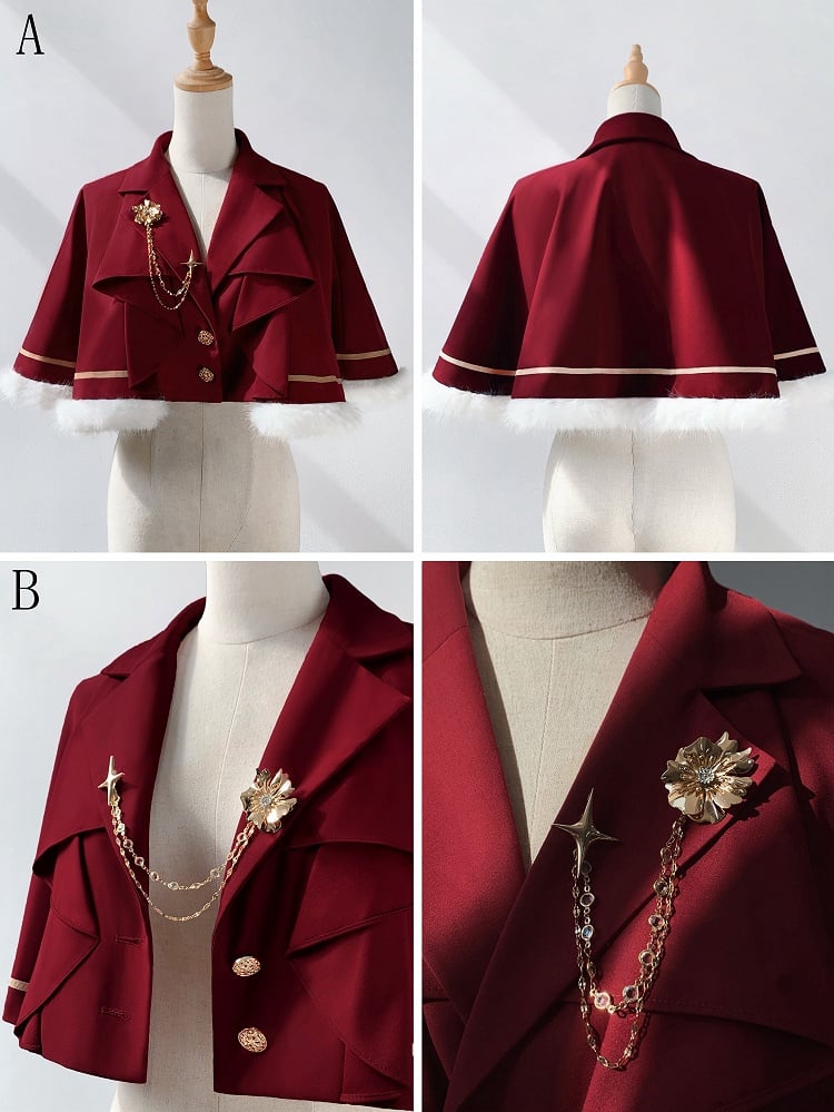 Ouji Roter Blazer mit Cape-Kragen Lolita
