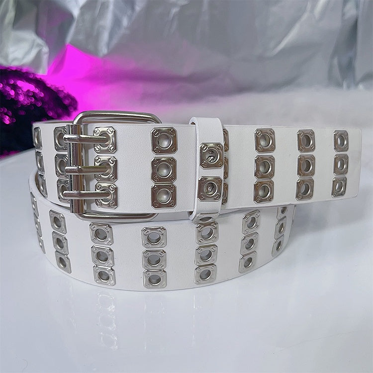 PU Gürtel Schwarz/Rot/Weiß Punk Taille Rock