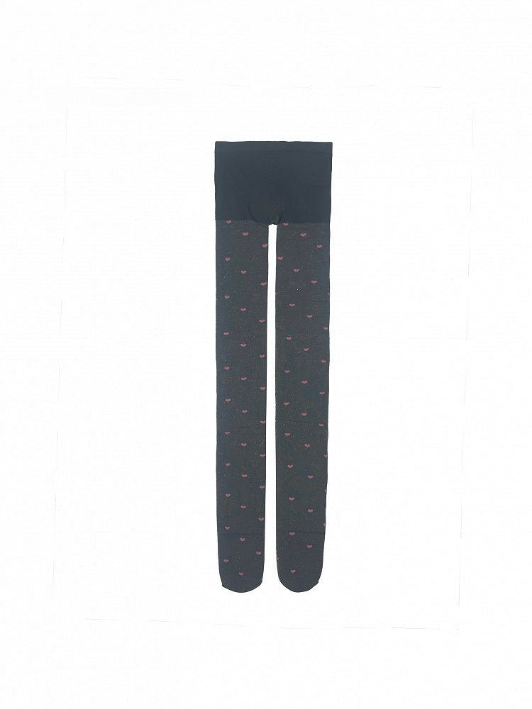 Purple Pink/Black Tights Gray Shimmer Pattern Heart