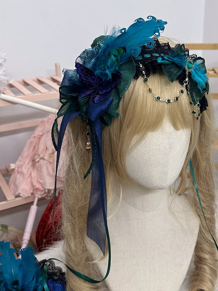 Butterfly Hairclip Feather Floral Peacock Green