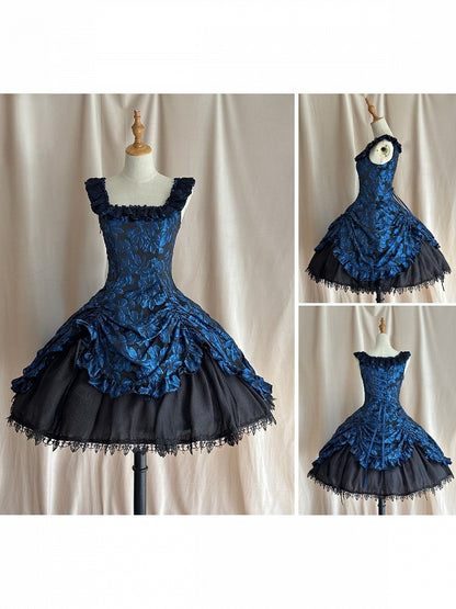 Dark Blue Ruffled JSK Gothic Lily - Miss Point