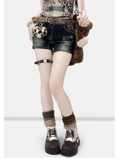 Black Wash Design Denim Bittersweet Faded Shorts