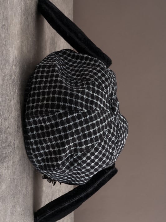 Hat Studs Black Buckle Plush Decorated Gothic Design Beret Ear Puppy