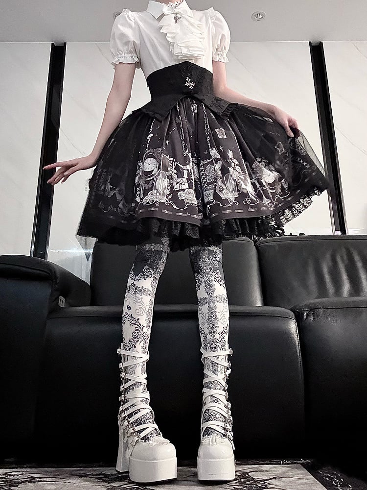 Short Gothic Jabot Sleeves with Detachable White Lolita Shirt