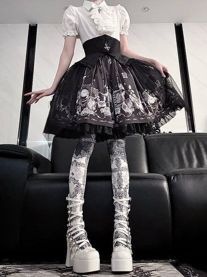 Short Gothic Jabot Sleeves with Detachable White Lolita Shirt