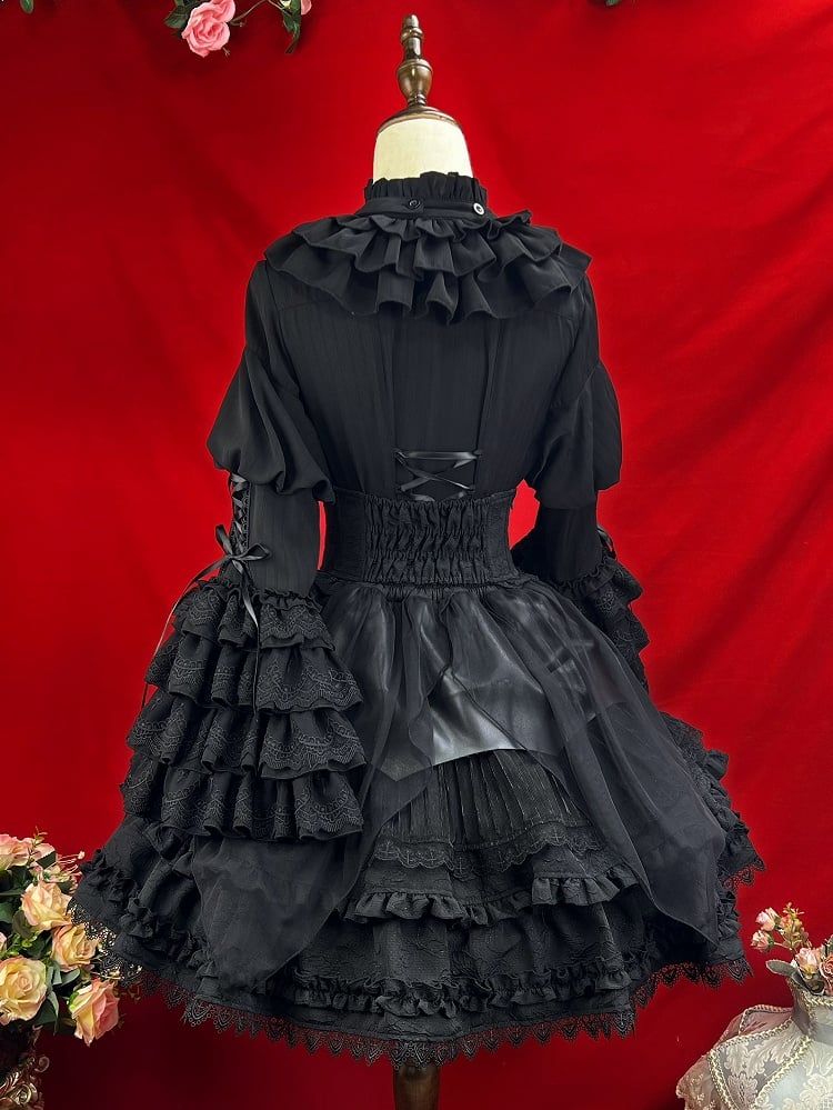 Lolita Handkerchief Overlay Gothic Jacquard Black Kuro Skirt