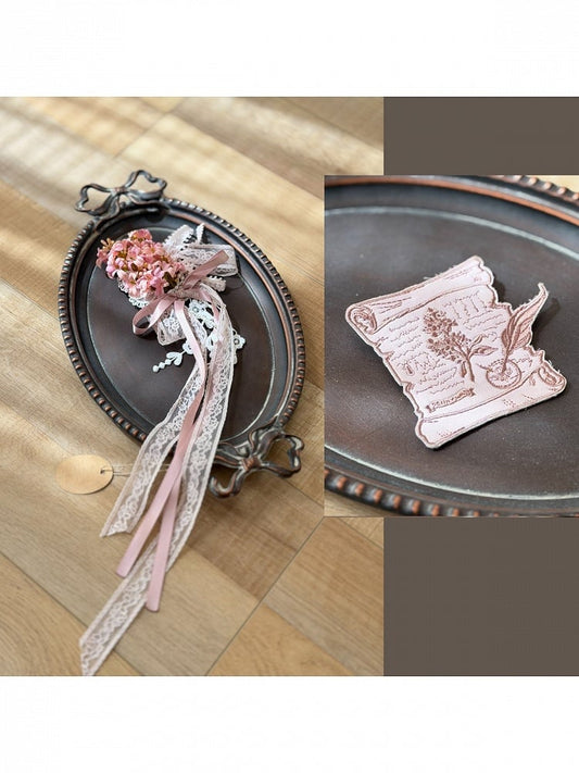 Floral Embroidery Brooch Set in Yellow and Pink - Penny House