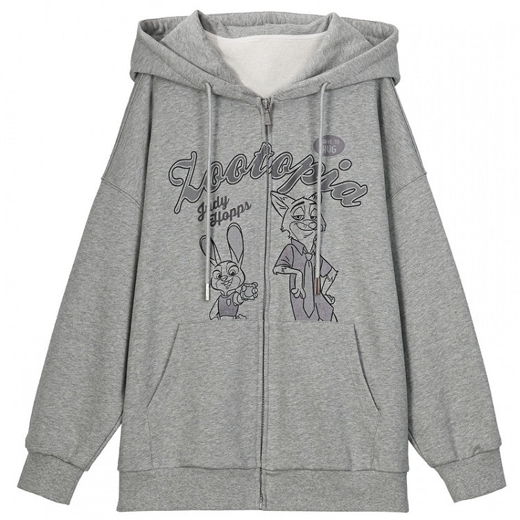 Zootopia Judy und Nick Print Grauer Reißverschluss-Hoodie