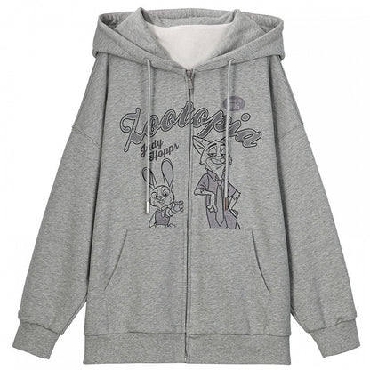 Zootopia Judy und Nick Print Grauer Reißverschluss-Hoodie