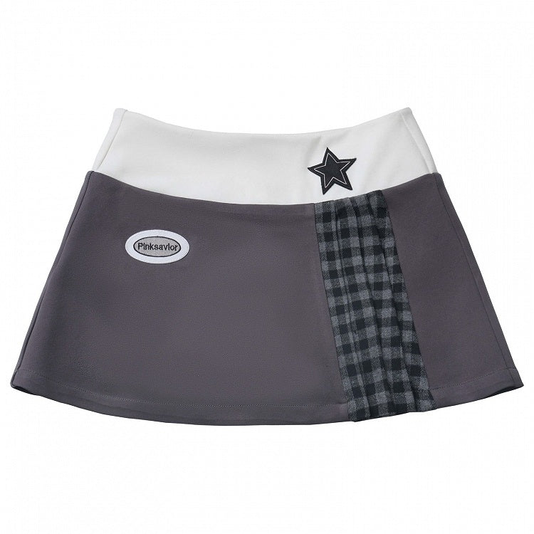 グレーパープルのスターアップリケミニスカート