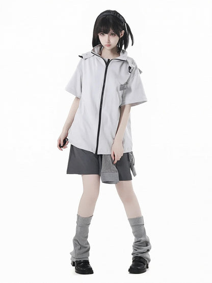 Techwear Hooded T-Shirt Black/Apricot