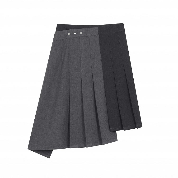 Skirt One-Wrap Gray Pleated Vintage