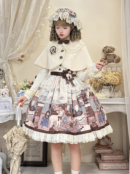 Peter Plush Collar Pan Beige Sweet Cape Lolita
