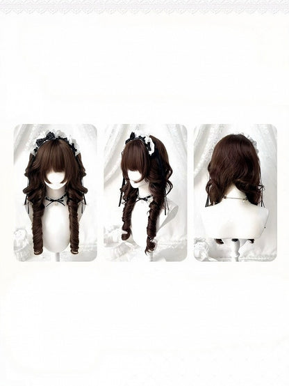 60cm Chestnut Curly Pigtail with Hime Cut - Meow Island Wig