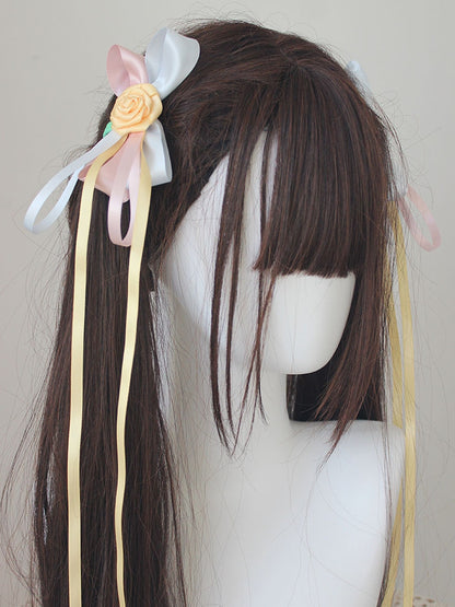 Bowknot Details Roses Design Hair Clips