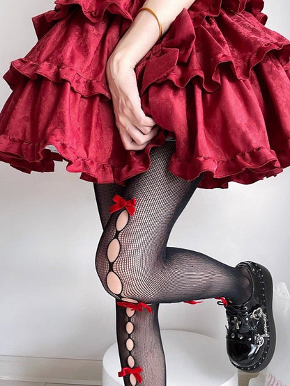 Pantyhose Styles) Bow Cutout Lolita Semi-Sheer (6 Style