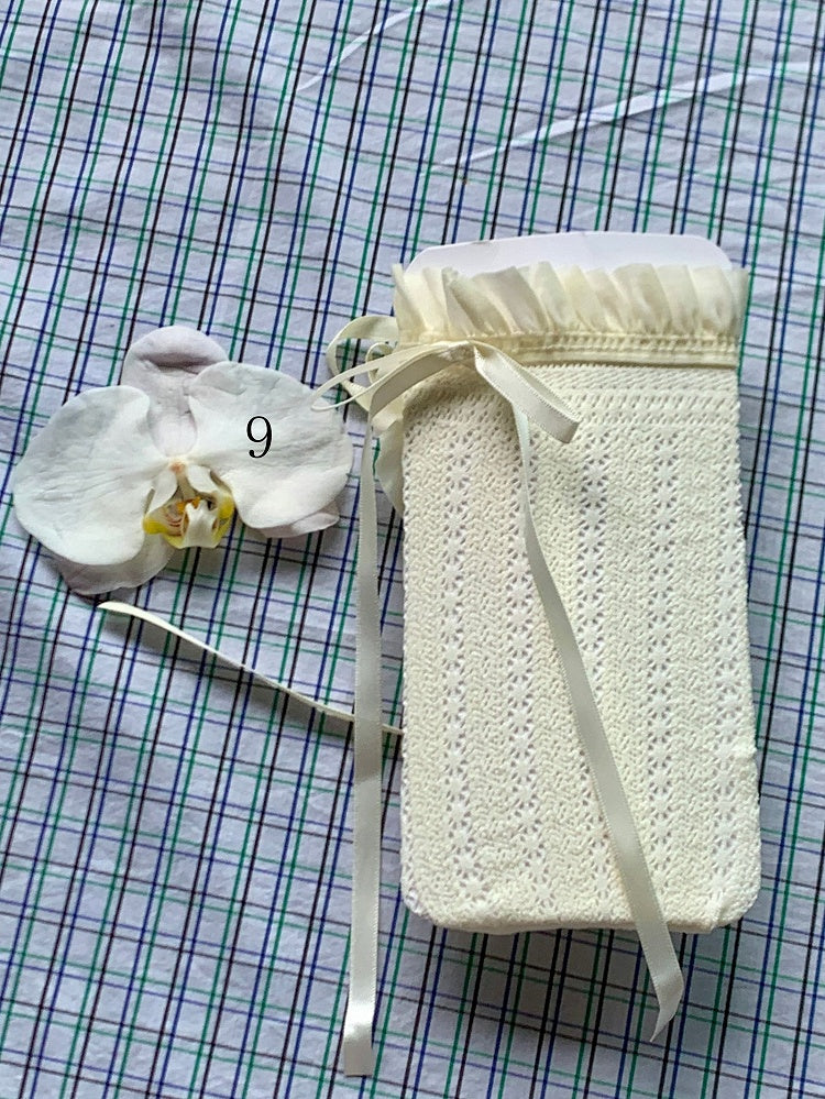 Spitzenbesatzsocken Weiß/Milchig Schleife Lolita Weiß/Schwarz/Rot/Lila/Grau/Braun