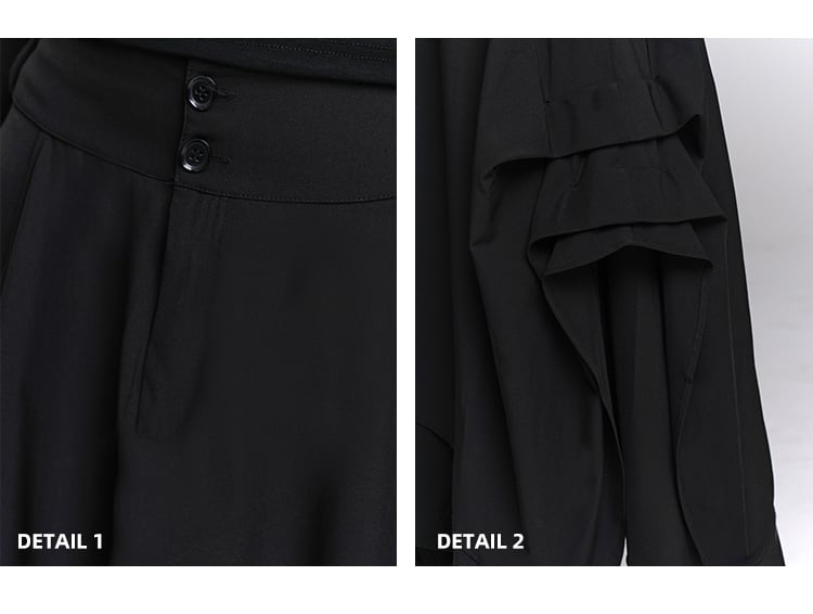 ブラックフロントボタンプラケットアシンメトリーヘムスカート