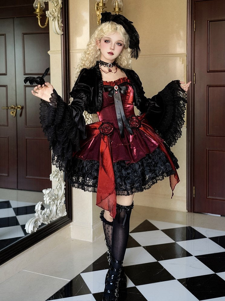 Detachable with Bolero Velvet Sleeves Black Bell