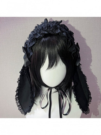 Lace Bow Hairband with Rabbit Ear Design - Magic Diary