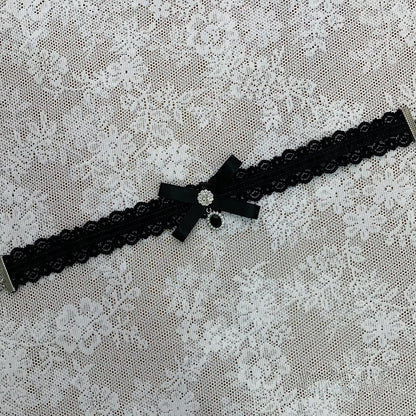 3 Colors Rhinestone Bow Lace Choker - Ekomi