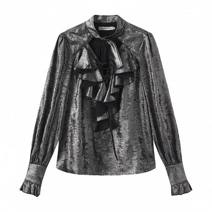 Shirt Ouji Sleeves Lolita Silver-Gray Long Pirate Vibes