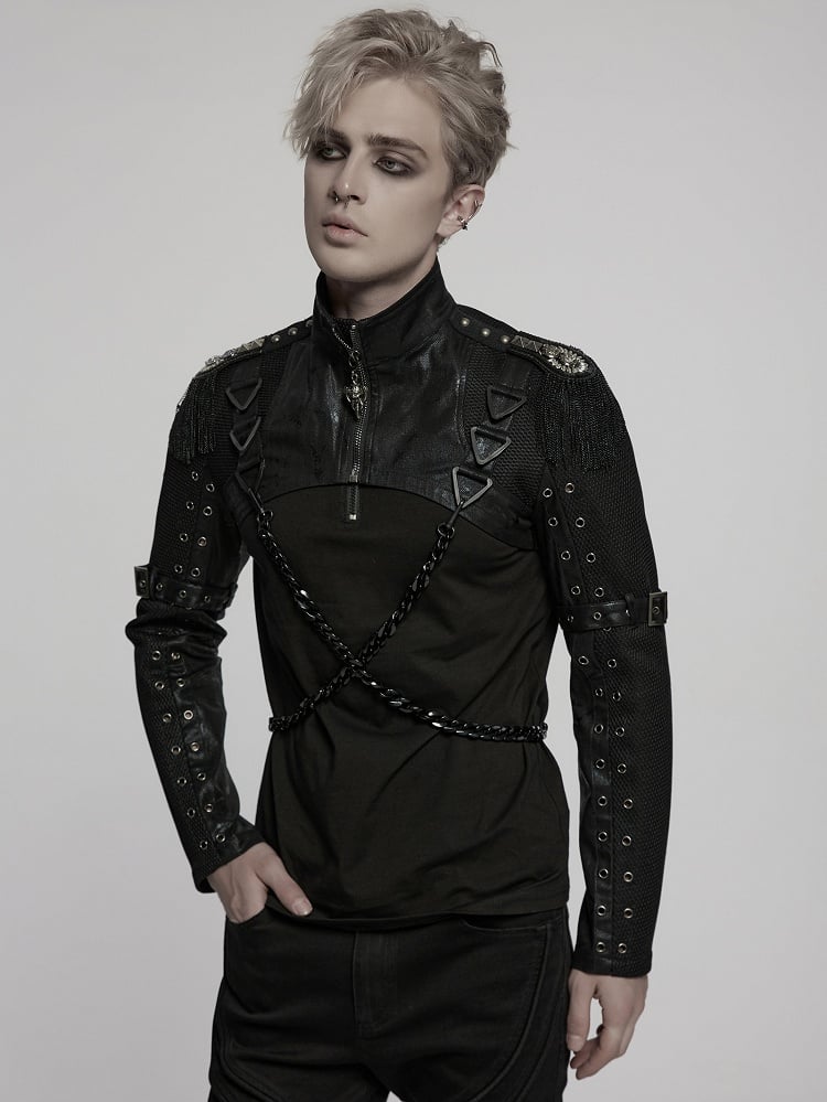Black Men's Punk Cool Ultra Short Jacket