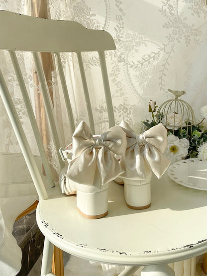 Round White Mary - Accent Design Crisscross Sweet Shoes Toe Jane Bow