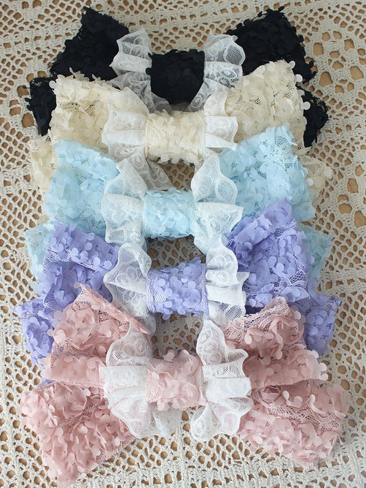 Bowknot Options Hairclip 5 Color Lace Design Trim Petal