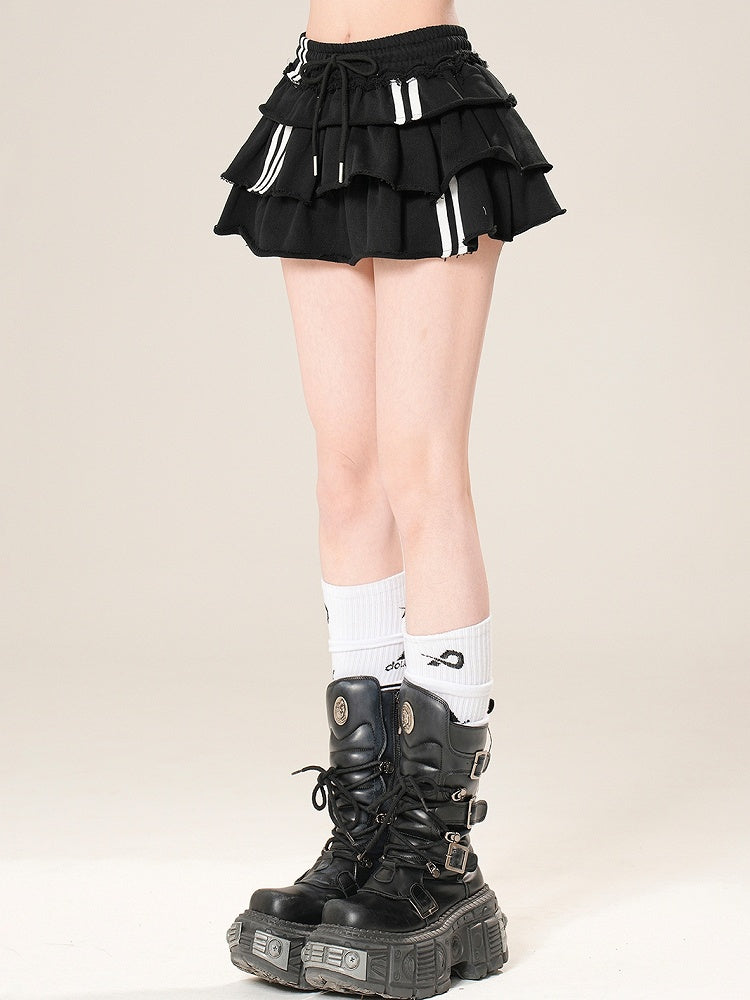 Skirt Tiered White/Black Glamorous Core Blokette