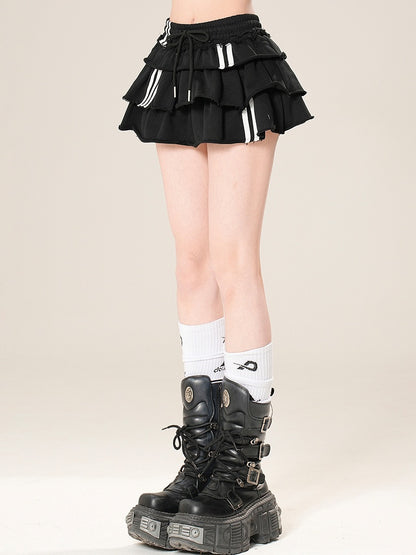 Skirt Tiered White/Black Glamorous Core Blokette