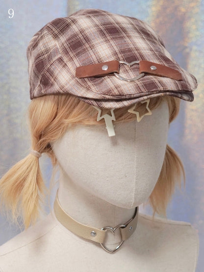 Options Applique Hat Beret Button/Star/Dog Y2K 17