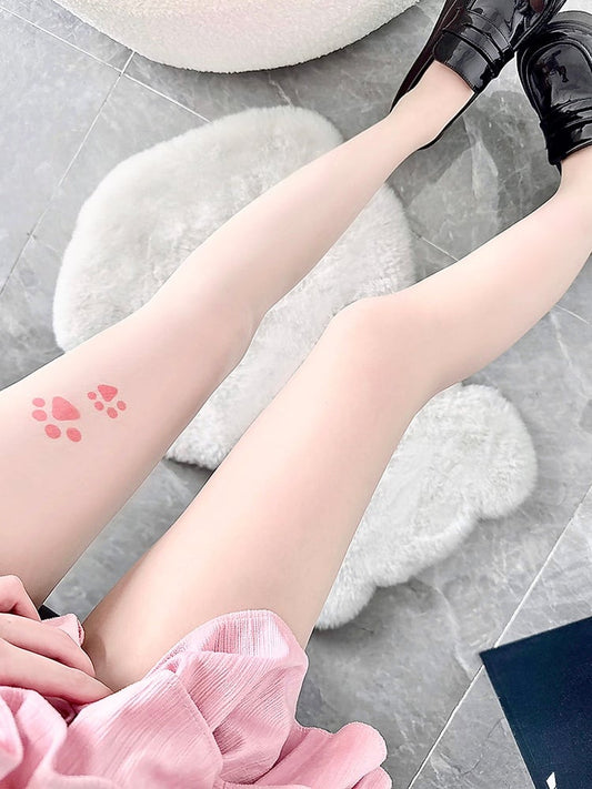 Tattoo Tights Kitty Pattern Nude Design Paw