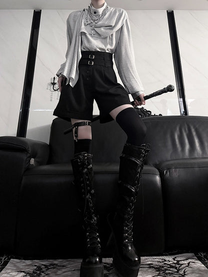 Ouji Style Short Pants with Double Waist Straps - Aont