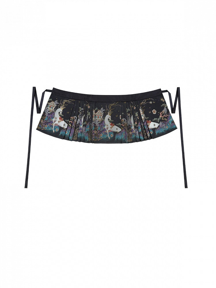 Black Chinoiserie Embroidered Short Skirt - Zao Jing Ji