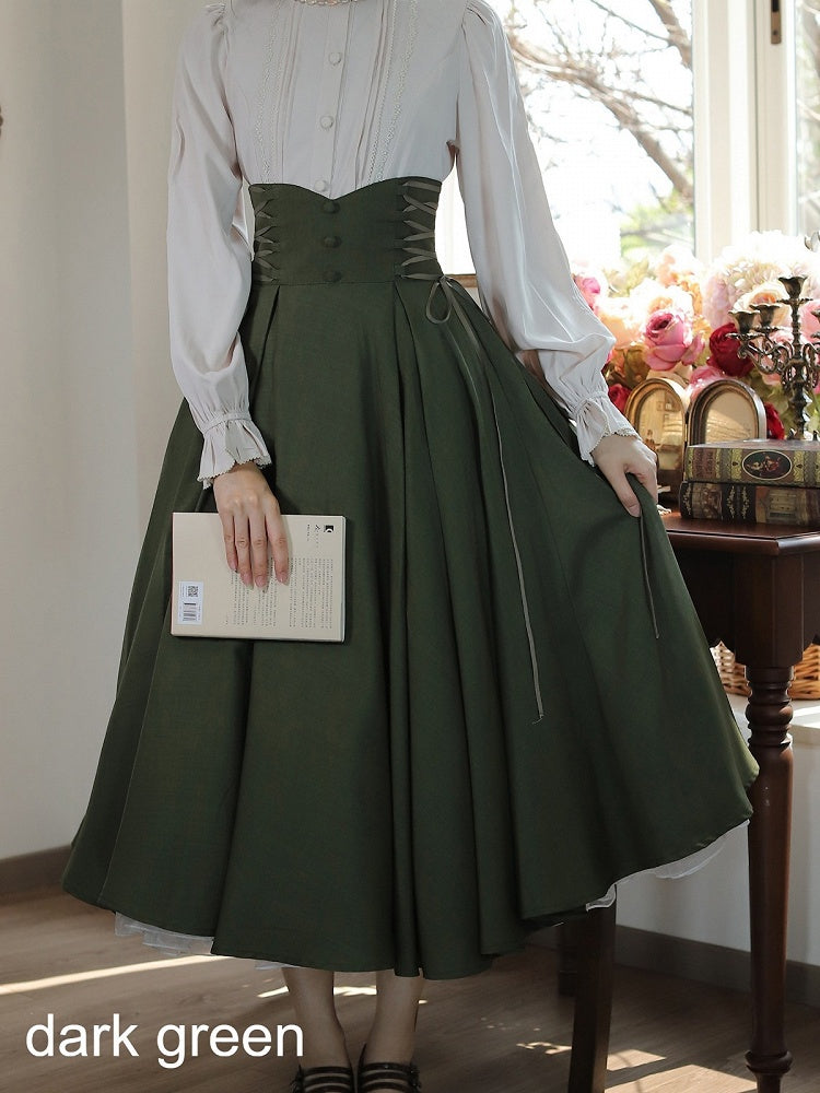 Classic High Waist Skirt with Strap Detail - Tiny Garden