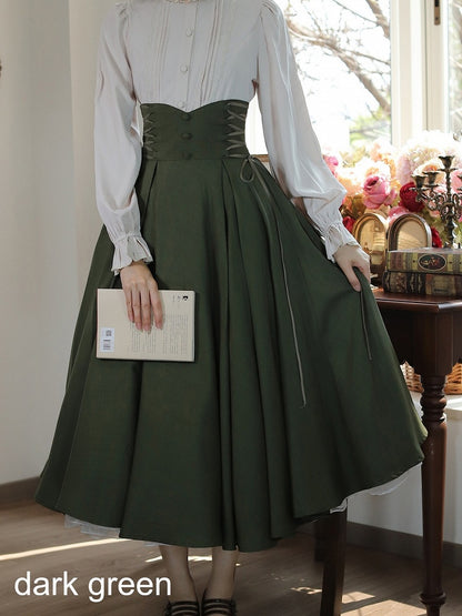 Classic High Waist Skirt with Strap Detail - Tiny Garden