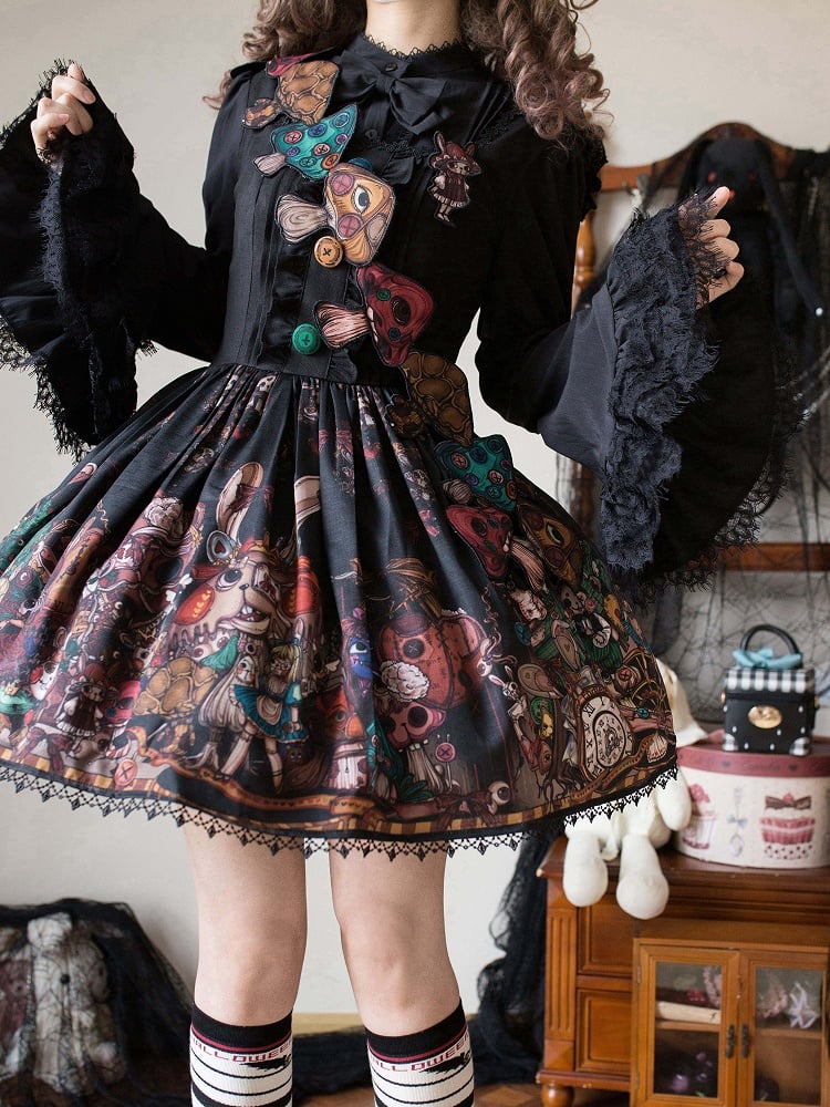 Black Bell Sleeves Gothic Lolita Blouse