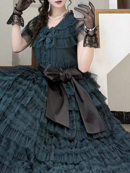 Black Belt Satin Waist Lolita