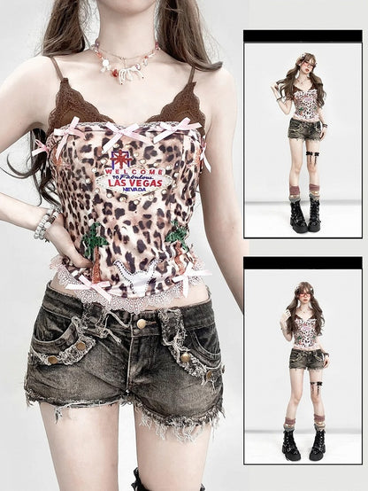 With Strapless Leopard Padded Cami Top Pink Pattern Cups Brown