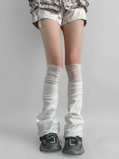 Flared Mesh-Paneled Leg Warmers