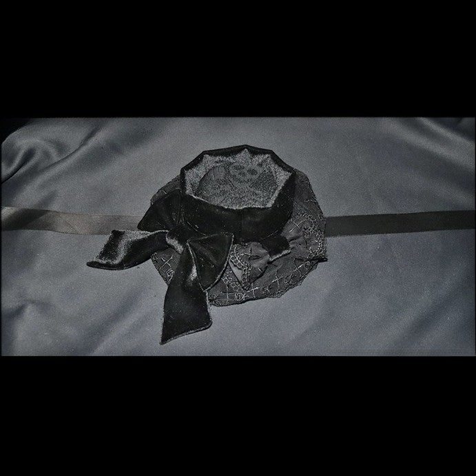 Black Details Mini Hat Bowknot Trim Lace