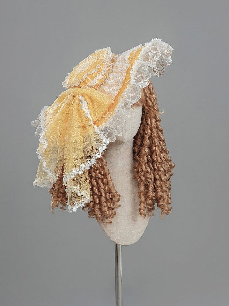 Brim Lace 5 Bow Hat Accent Color Ruffled and – Lolita Options with