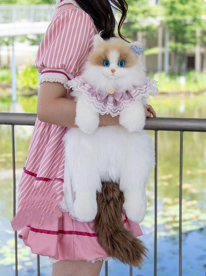 Medium Backpack/Crossbody Realistic - Cat Plush 3 Size Options Bag