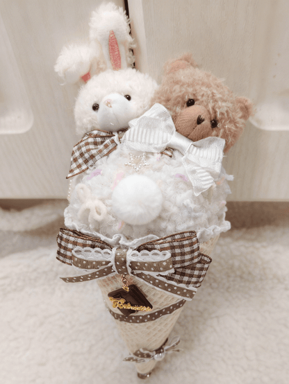Bunny Lolita Large Hairclip/Brooch Ice Bear Brown/Blue Cream Sweet
